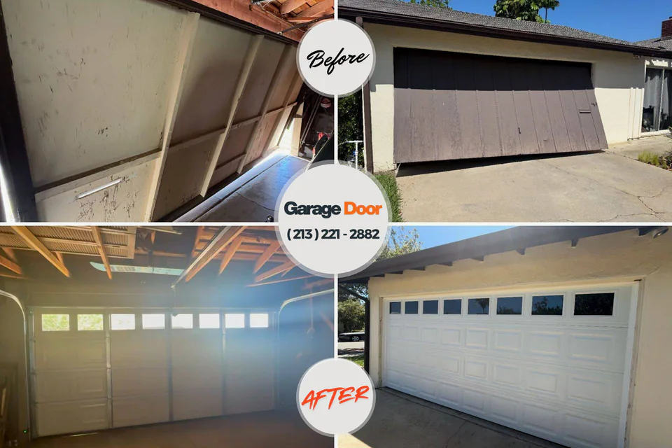 Before and after: garage door repair Girard, PA